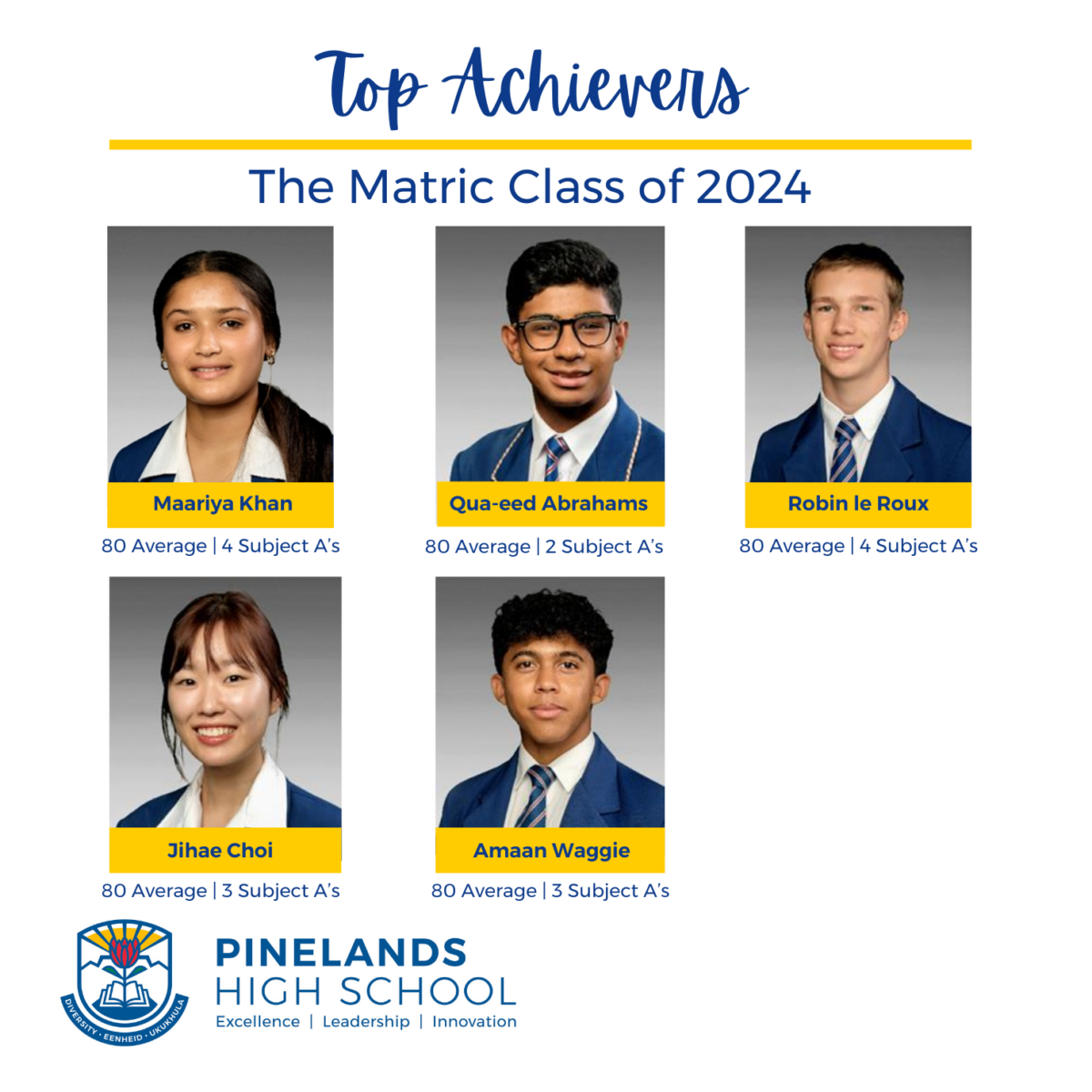 NSC Top Achievers – Pinelands High School